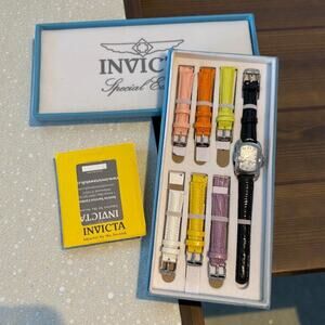 Invicta Lupah Special Edition MOP Dial Watch Set w/ 7 Bands & Box NEW